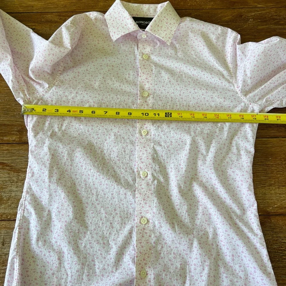 Bonobos Dress Shirt Pink Floral Slim Fit Cotton Long Sleeve Button Down 15.5/32